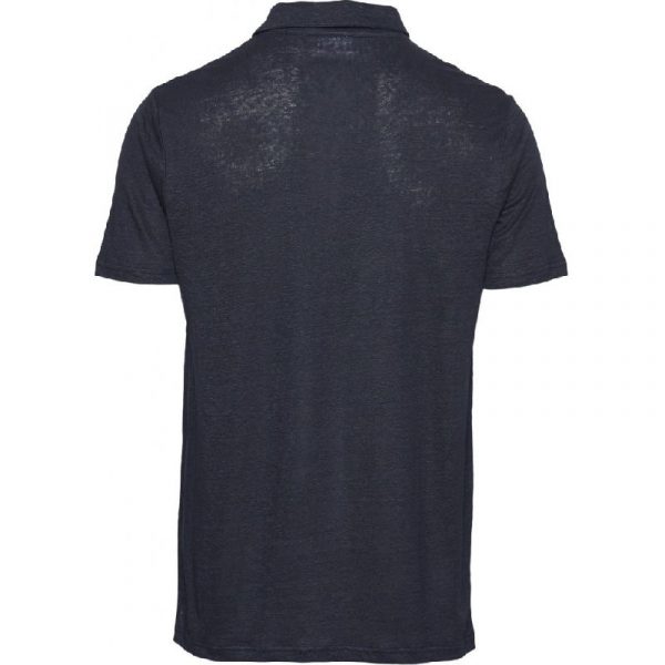Knowledge Cotton Apparel Rowan Linen Polo Shirt Blue