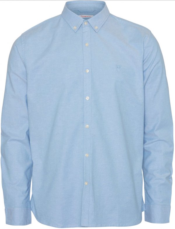 Knowledge Cotton Apparel Elder Regular Fit Shirt Blue
