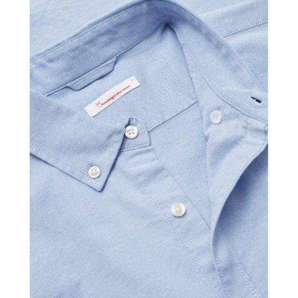 Knowledge Cotton Apparel Elder Regular Fit Shirt Blue