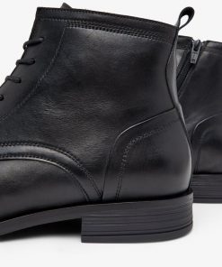 Bianco Biabyron Leather Lace-up Boots Black