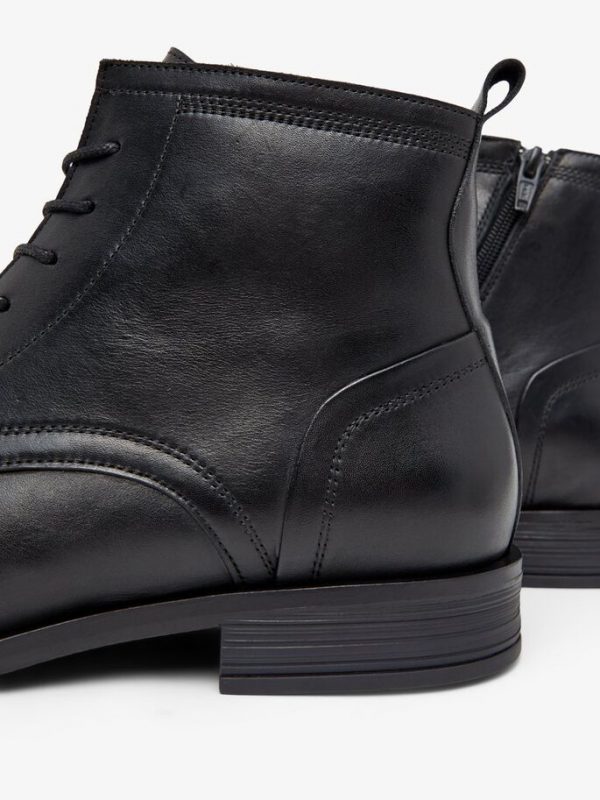 Bianco Biabyron Leather Lace-up Boots Black