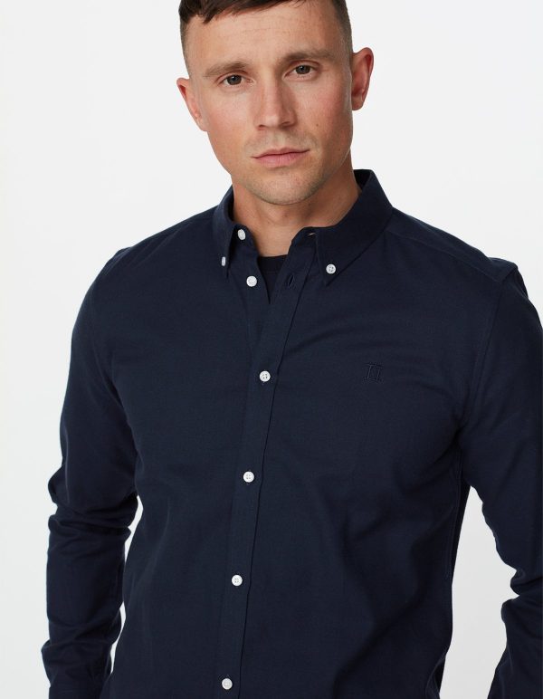 Les Deux Harrison B.D Brushed Shirt Dark Navy
