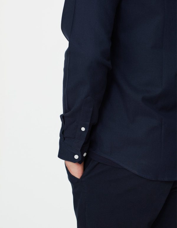 Les Deux Harrison B.D Brushed Shirt Dark Navy