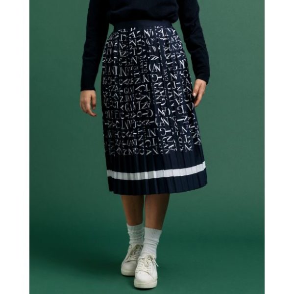 Gant Word Plisee Skirt Evening Blue