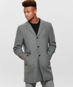 Only & Sons Julian Solid Wool Coat Grey