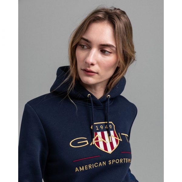 Gant Woman Archive Shield Hoodie Evening Blue