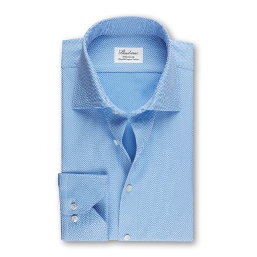 Stenströms Fitted Body Shirt Textured Blue
