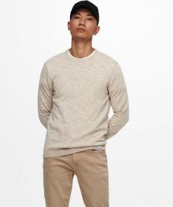 Only & sons Flex Linen Crewneck Chinchilla