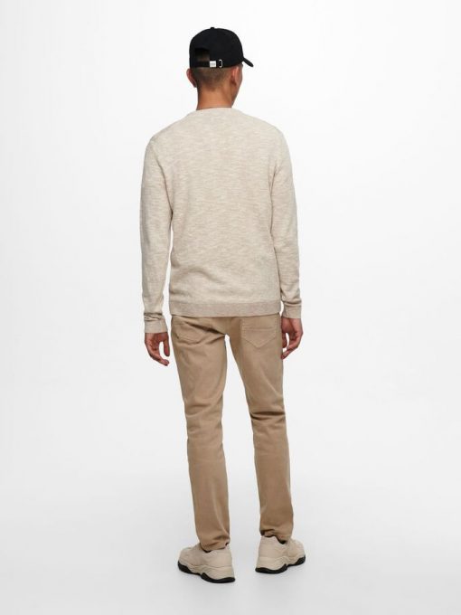 Only & sons Flex Linen Crewneck Chinchilla