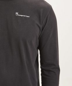 Knowledge Cotton Apparel Locust Transfer Ls Tee Black