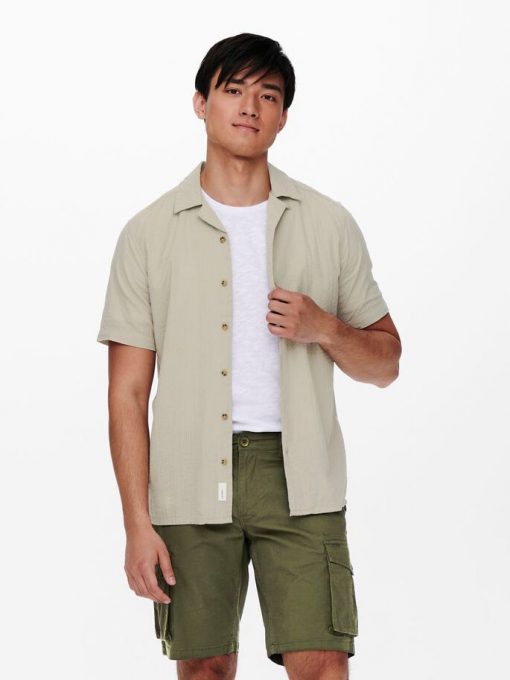 Only & Sons Steve Seersucker Shirt Pelican
