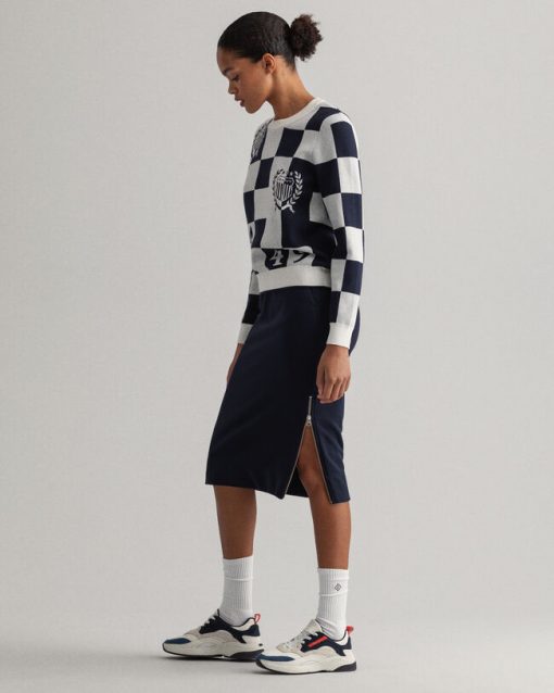 Gant Woman Zip Jersey Skirt Evening Blue
