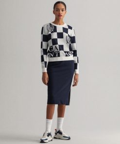 Gant Woman Zip Jersey Skirt Evening Blue