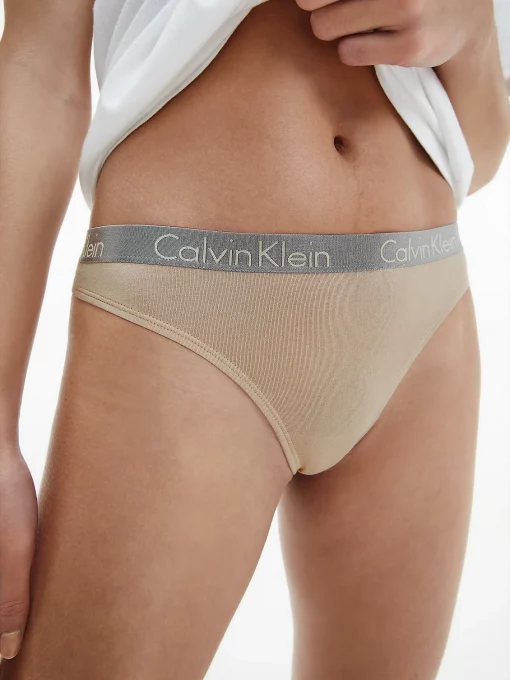 Calvin klein Radiant Cotton Thong Charming Khaki