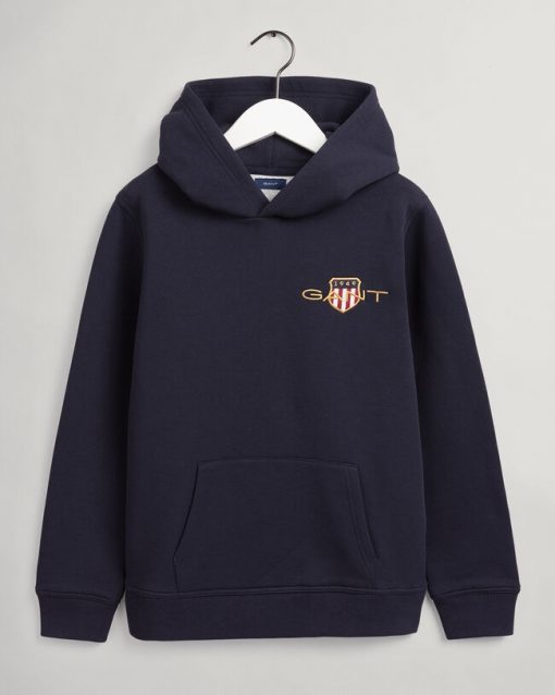 Gant Teens Archive Shield Hoodie Evening Blue