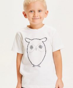 Knowledge Cotton Apparel Flax Owl Tee Bright White