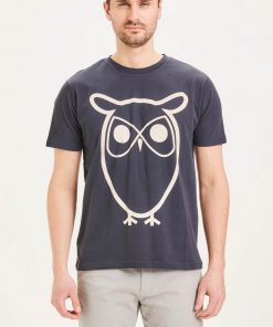 Knowledge Cotton Apparel Alder Basic Owl Tee Navy