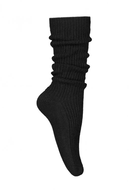 Balmuir Berry Ribbed Kashmir Socks Black
