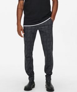Only & Sons Mark Check Pants Black/Grey
