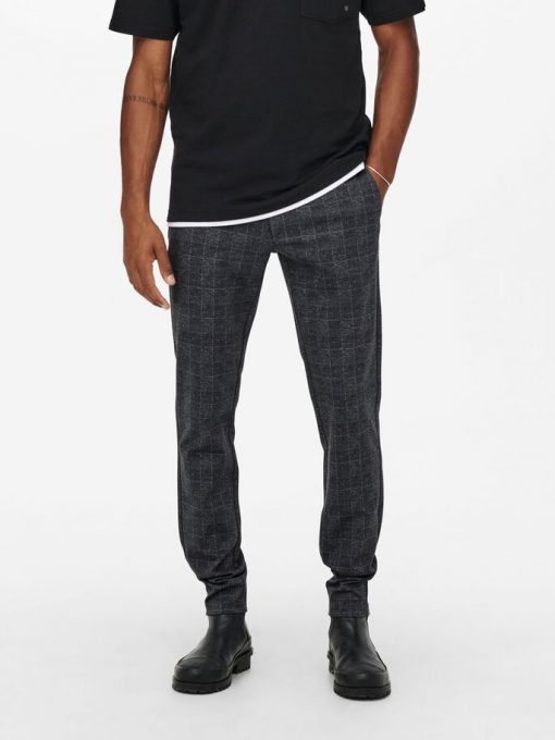 Only & Sons Mark Check Pants Black/Grey