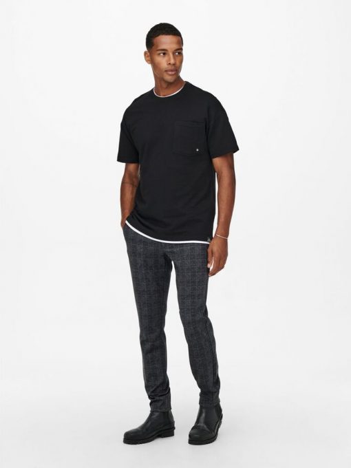 Only & Sons Mark Check Pants Black/Grey