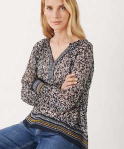 Part Two Ketta Blouse Blue Nights Border Print