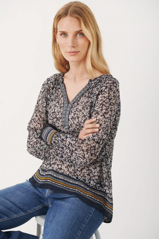 Part Two Ketta Blouse Blue Nights Border Print