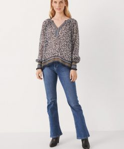 Part Two Ketta Blouse Blue Nights Border Print