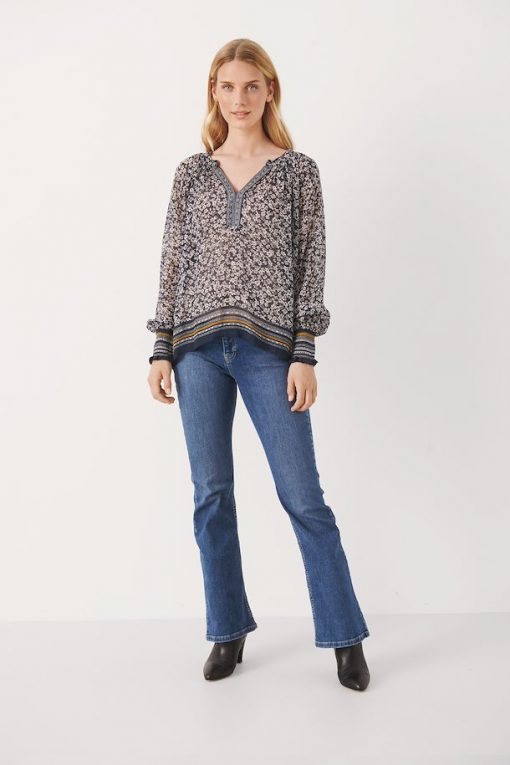 Part Two Ketta Blouse Blue Nights Border Print