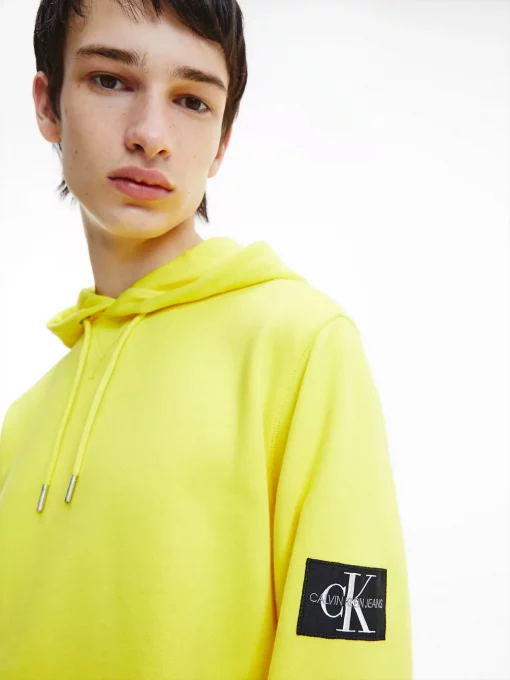 Calvin Klein Monogram Sleeve Badge Hoodie Bright Sunshine