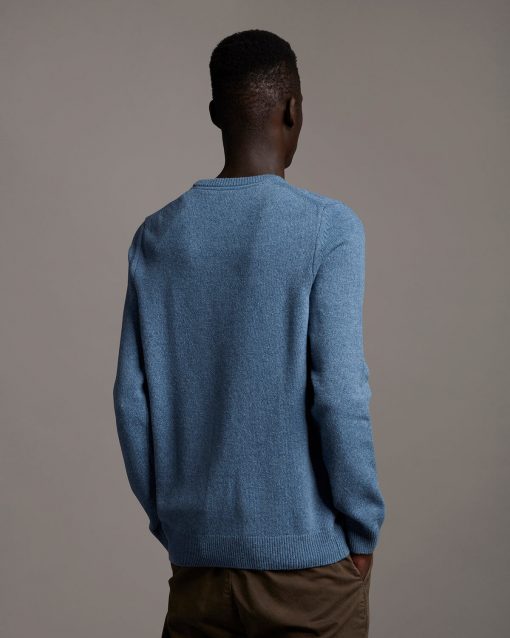 Lyle & Scott Crew Neck Lambswool Blend Jumper Slate Blue Marl