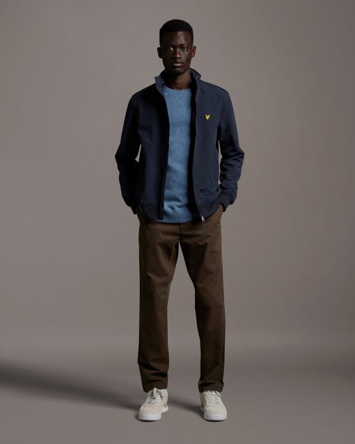 Lyle & Scott Crew Neck Lambswool Blend Jumper Slate Blue Marl