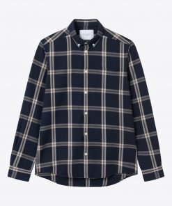 Les Deux Jasper Check Flannel Shirt Dark Navy