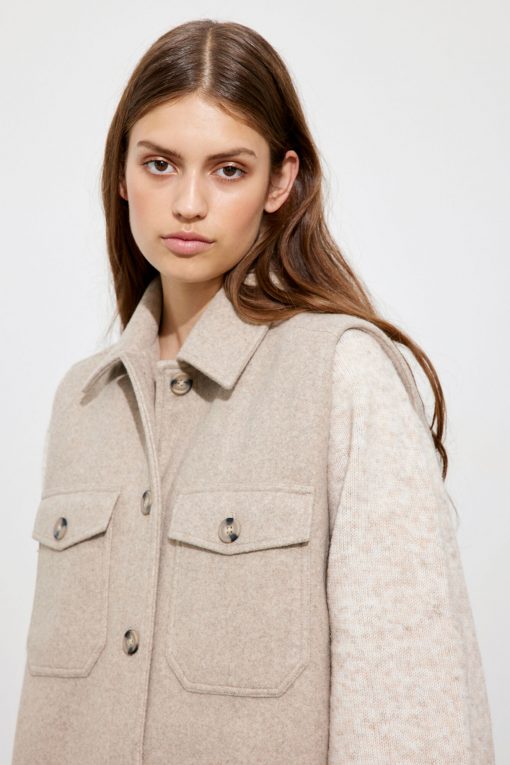 Envii Enqueens Waistcoat Dark Beige Melange