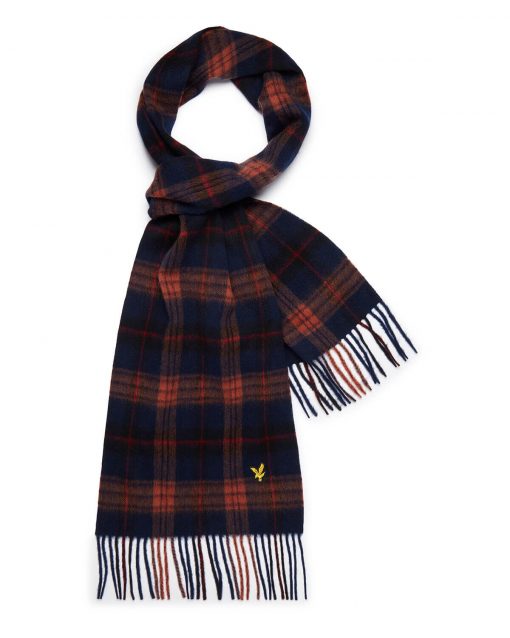 Lyle & Scott Tartan Lambswool Scarf Dark Navy