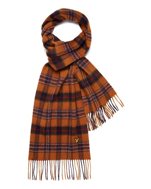 Lyle & Scott Tartan Lambswool Scarf Rust