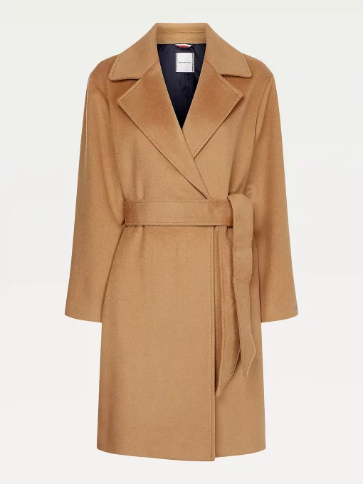 Tommy Hilfiger Belted Wool Blend Coat Countryside Khaki
