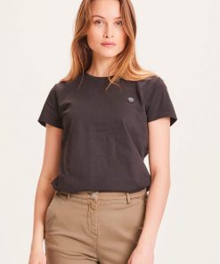 Knowledge Cotton Apparel Rosa Basic Badge Tee Black Jet