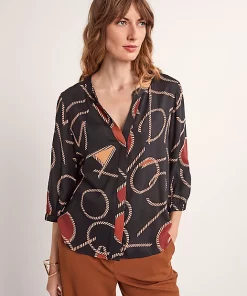 Comma, Print Blouse Black