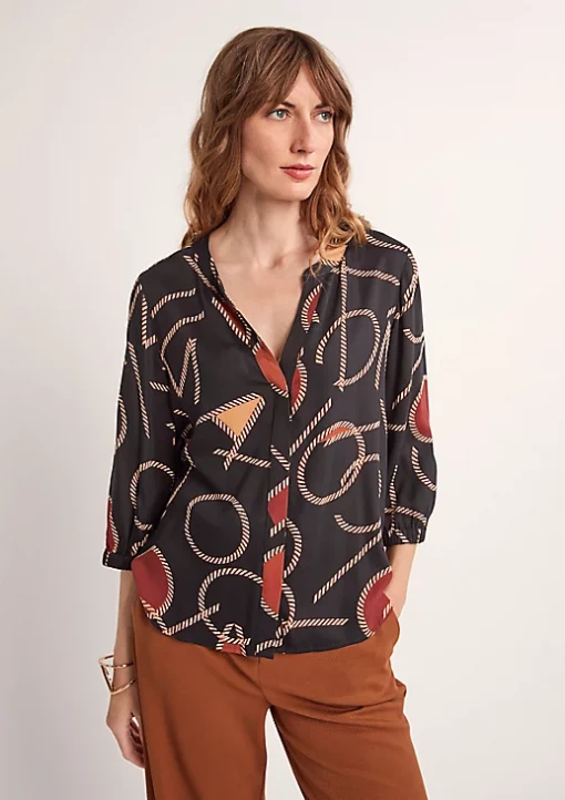 Comma, Print Blouse Black