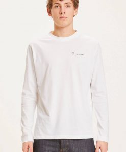 Knowledge Cotton Apparel Locust Transfer Ls Tee White