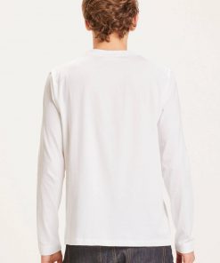 Knowledge Cotton Apparel Locust Transfer Ls Tee White