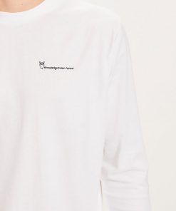Knowledge Cotton Apparel Locust Transfer Ls Tee White