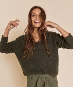 Mos Mosh Thora V-neck Knit Grape Leaf