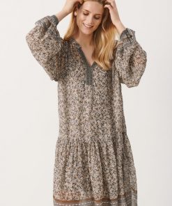 Part Two Kadia Dress Grey Border Print