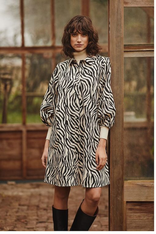 Part Two Eleina Dress Cement Zebra Print