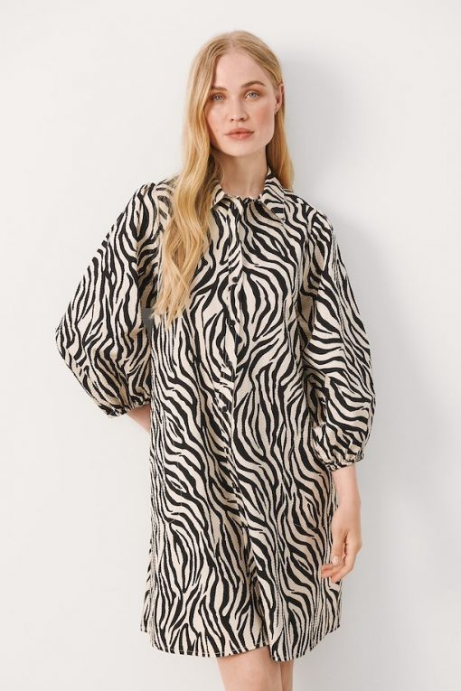 Part Two Eleina Dress Cement Zebra Print