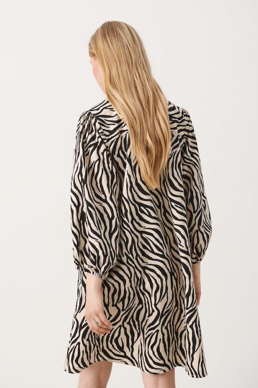 Part Two Eleina Dress Cement Zebra Print