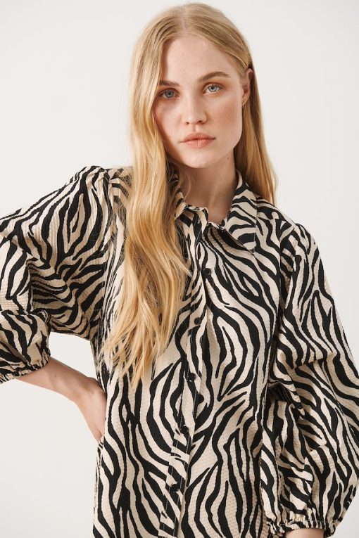 Part Two Eleina Dress Cement Zebra Print