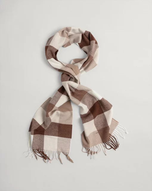 Gant Woman Check Scarf Warm Khaki